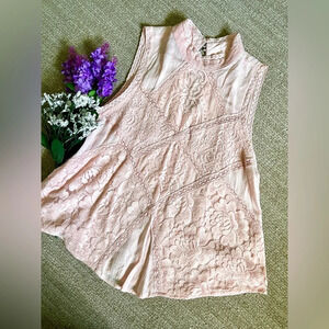 Mi Ami Pink Lace High Neck Tank Top - Size S
